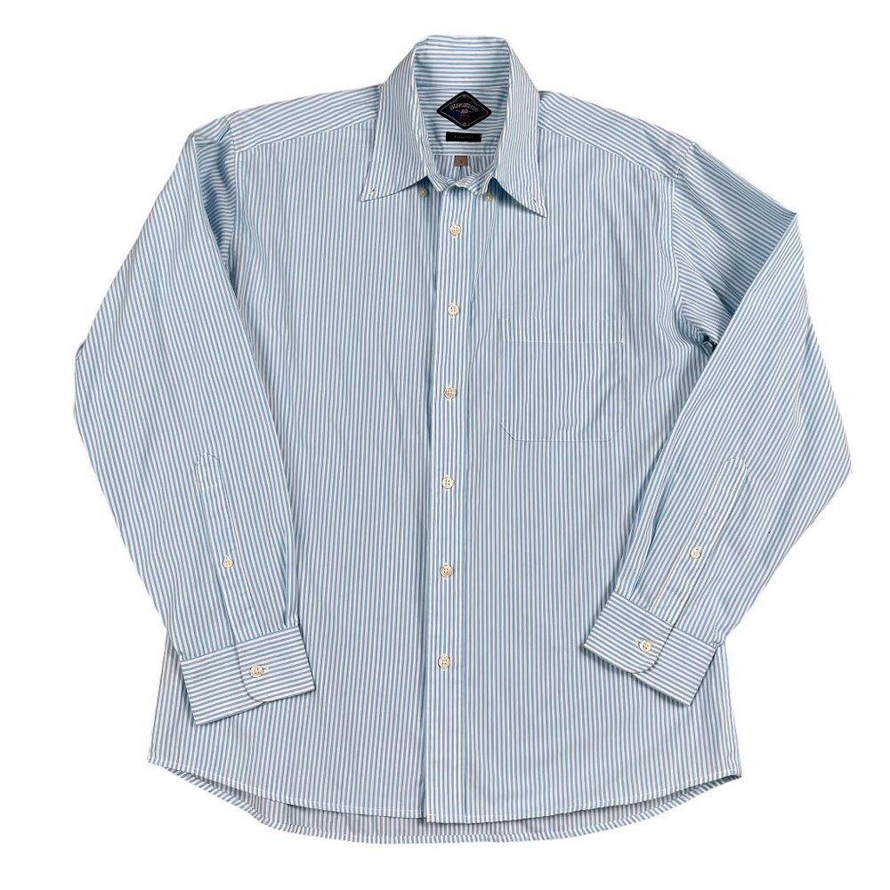 Bills Khakis Button Down Shirt Mens Blue Striped Classic Fit Shirt Sz Large